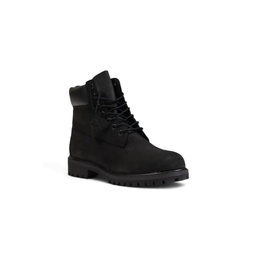 Timberland men black leather lace up boots tb110073001 with suede upper and rubber sole in 6 inch design