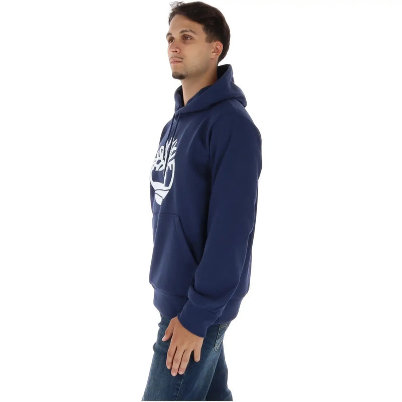 Marineblau Timberland Herren-Baumwoll-Hoodie mit weißem Logo auf der Brust für die Freizeit
