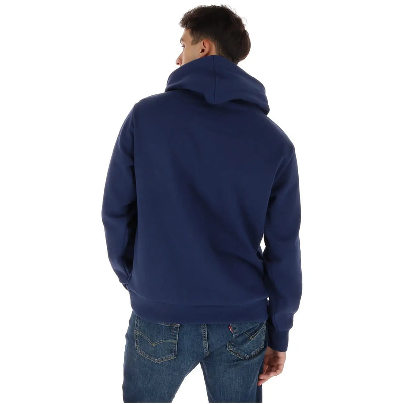 Timberland Herren-Hoodie aus blauer Baumwolle mit marineblauer Kapuze, Vorderansicht