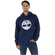 Marineblau Timberland Herren-Baumwoll-Hoodie mit weißem Baum-Logo auf der Brust für lässige Kleidung