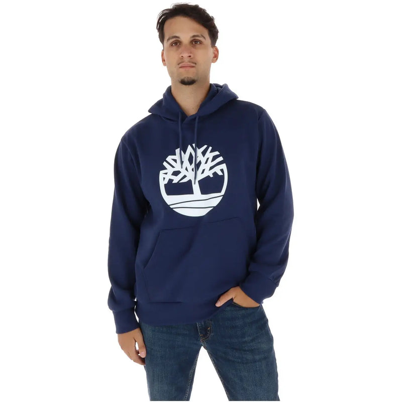 Marineblau Timberland Herren-Baumwoll-Hoodie mit weißem Baum-Logo auf der Brust für lässige Kleidung