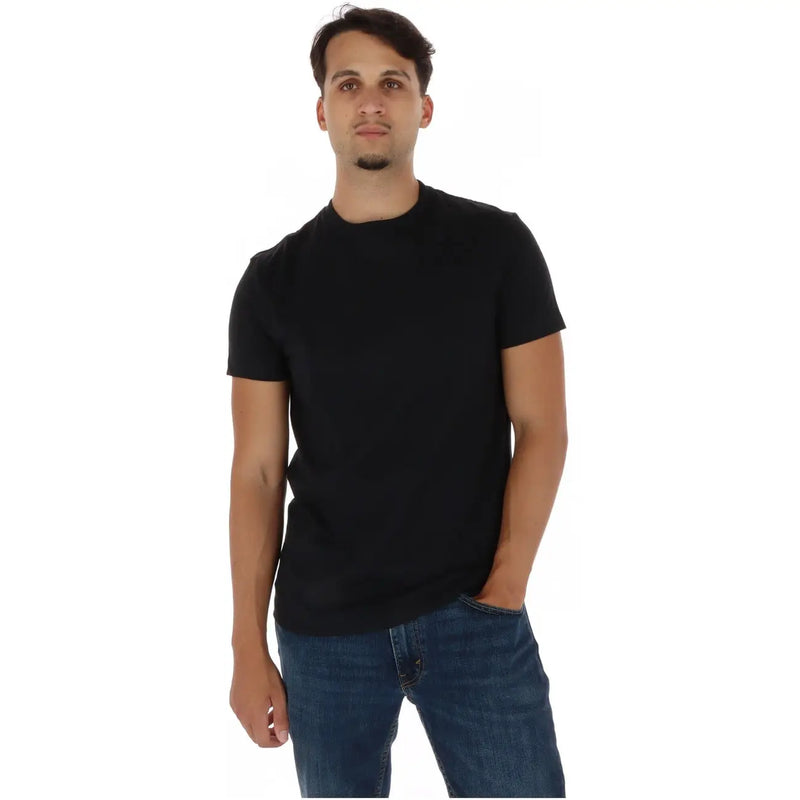 Timberland men black cotton short sleeve crew neck t shirt front view showcasing casual comfort design