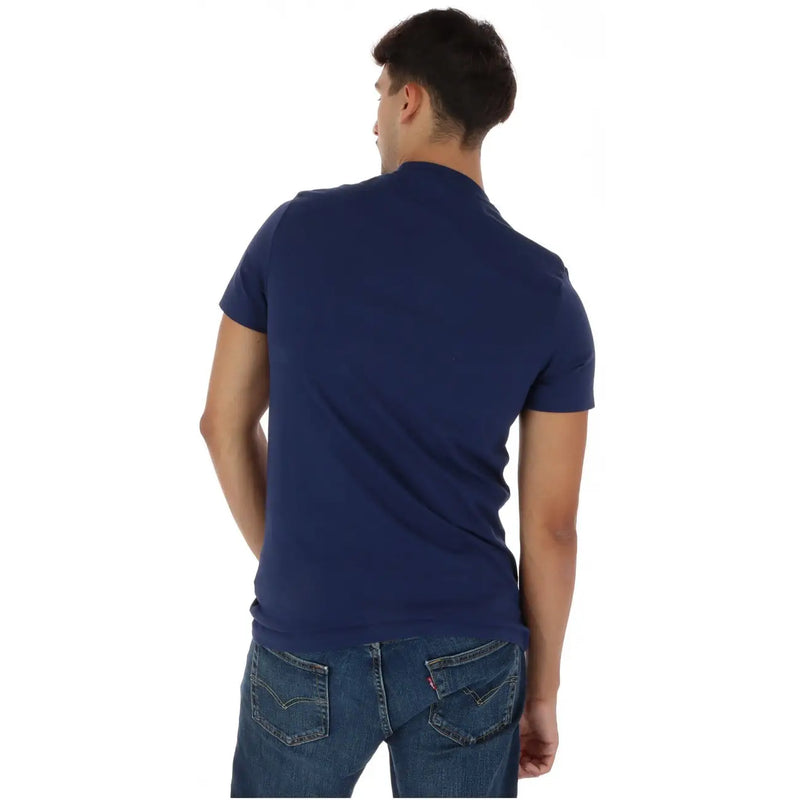 Timberland men blue cotton t shirt short sleeve navy blue short-sleeved polo shirt front view