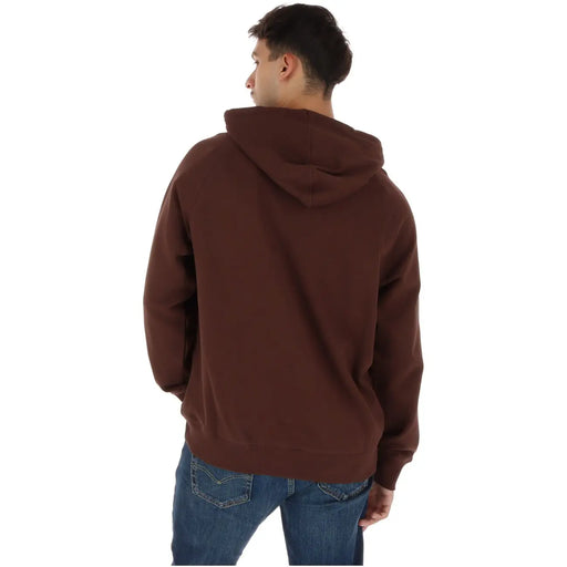 Timberland men brown cotton zip hoodie sweatshirt with soft casual fit and ribbed cuffs for comfortable wear
