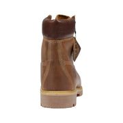 Timberland men brown leather ankle boots featuring 6-inch timberland style with tan stitching and matching rubber sole