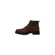 Timberland Braune Herren-Lederstiefel mit mittelhoher Schnürung, schwarzen Schnürsenkeln und einer griffigen Gummisohle