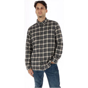 Timberland men checked cotton shirt black in black and white plaid flannel long-sleeved button-up design