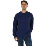 Marineblaues Baumwoll-Sweatshirt mit Rundhalsausschnitt für Herren mit kleinem schwarzen Logo auf der linken Brust von Timberland