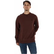 Timberland Grünes Herren-Sweatshirt aus Baumwolle mit dunkelbraunem, langärmeligem Rundhalsausschnitt und kleinem schwarzen Logo auf der Brust