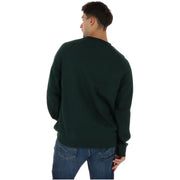 Timberland Grünes Herren-Sweatshirt aus Baumwolle mit dunkelgrünem Rundhalsausschnitt, langen Ärmeln und gerippten Bündchen