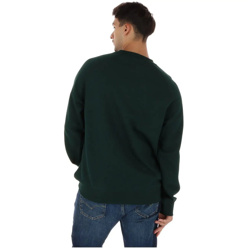 Timberland Grünes Herren-Sweatshirt aus Baumwolle mit dunkelgrünem Rundhalsausschnitt, langen Ärmeln und gerippten Bündchen