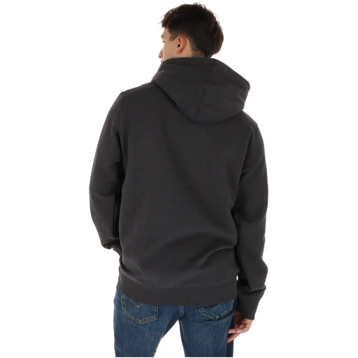 Timberland men grey cotton sweatshirt with fleece pockets soft textured fabric and ribbed cuffs