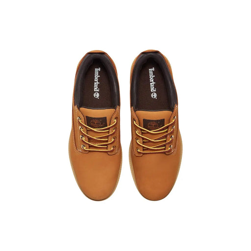 Timberland men lace up shoes camel leather with tan rugged design and gold toned laces for casual wear