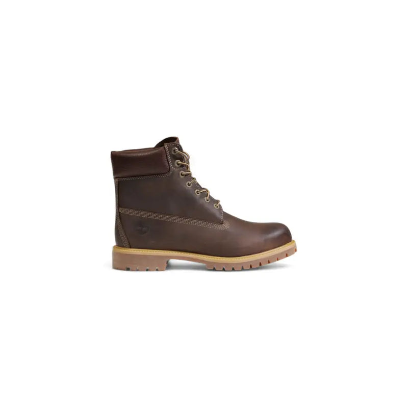 Timberland men leather ankle boots brown tb127097214 with brown leather, tan laces, and gum rubber sole
