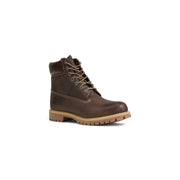 Timberland men leather ankle boots brown tb127097214 with 6-inch height tan laces and gum rubber sole