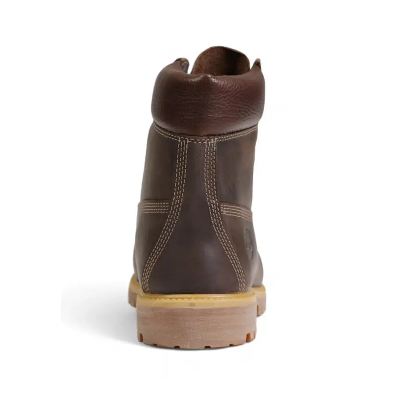 Timberland men leather ankle boots brown timberland 6 inch boot with tan rubber sole and contrasting stitching