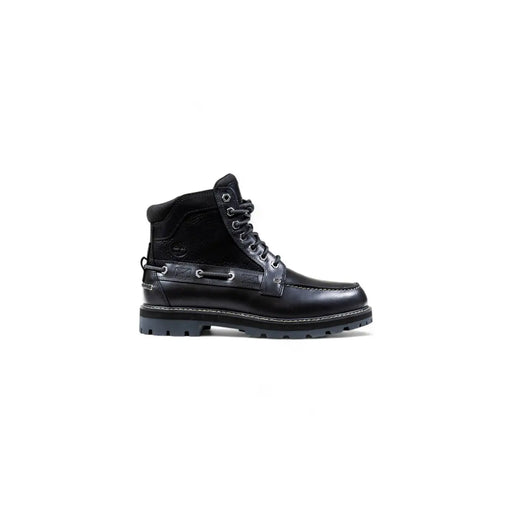Timberland men leather boots black ankle footwear featuring leather and suede with laces metal eyelets and rugged sole