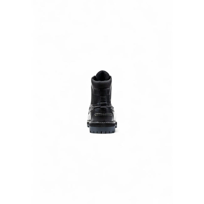 Timberland Schwarze Herren-Lederstiefel, Knöchelschuhe mit schwarzem Leder, robuster Sohle und weißen Kontrastnähten