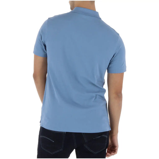 Timberland men polo light blue short sleeve cotton elastane shirt with classic collar and neatly stitched seams