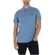 Hellblau Timberland Herren-Polohemd mit kurzen Ärmeln aus Baumwoll-Elastan mit klassischem Kragen