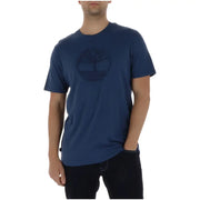 Navy blue Timberland men t-shirt featuring the classic Timberland tree logo on the front