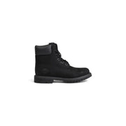 Timberland women black leather ankle boots with matte finish and classic lace-up 6 inch design for fall winter