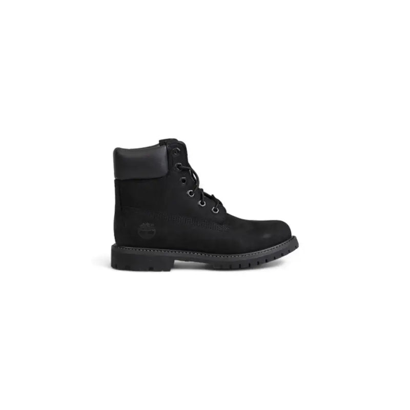 Timberland women black leather ankle boots with matte finish and classic lace-up 6 inch design for fall winter