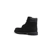 Timberland women black leather ankle boot with 6-inch black suede upper and rubber sole for fall winter use