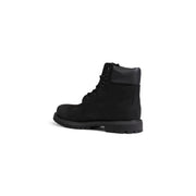 Timberland women black leather ankle boot with 6-inch black suede upper and rubber sole for fall winter use