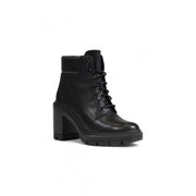 Timberland Women Black Leather Ankle Boots with Chunky Heel and Laces