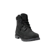 Timberland women’s black suede 6-inch ankle boots with rugged rubber sole and classic lace-up design