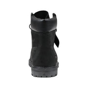 Timberland women’s black leather ankle boots featuring black suede upper and durable rubber sole