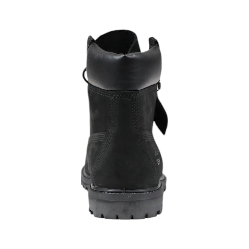 Timberland women’s black leather ankle boots featuring black suede upper and durable rubber sole