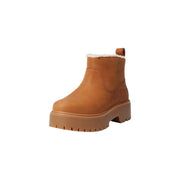 Timberland womens brown tan leather Chelsea ankle boots with shearling lining