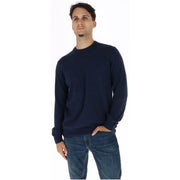 Timberland Herren-Wollpullover in Marineblau mit Rundhalsausschnitt und gerippten Bündchen, Vorderansicht