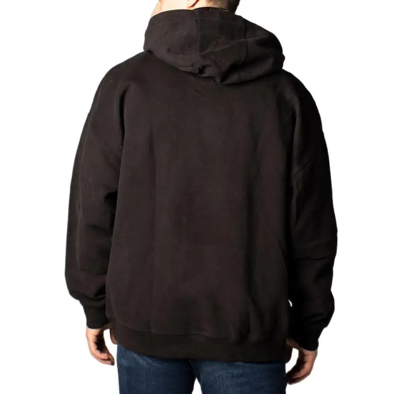 Tommy Hilfiger black hooded sweatshirt for men with relaxed fit ribbed cuffs and hem in soft cotton material