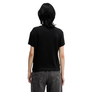 Tommy Hilfiger black printed organic cotton women short-sleeved t-shirt with simple crew neck design