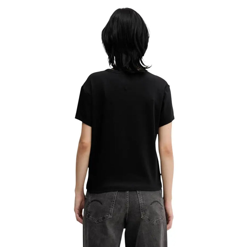 Tommy Hilfiger black printed organic cotton women short-sleeved t-shirt with simple crew neck design