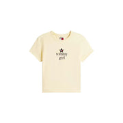 Tommy Hilfiger cream tommy girl short-sleeve t-shirt with black star embroidery