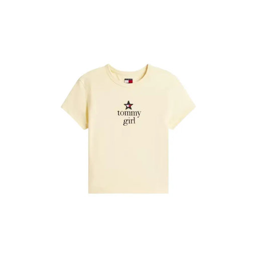Tommy Hilfiger chemise à manches courtes crème Tommy Girl t-shirt avec broderie d'étoile noire