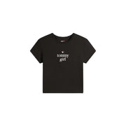 Tommy Hilfiger black printed organic cotton womens t-shirt with Tommy Girl logo