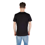 Tommy Hilfiger Schwarzes, kurzärmeliges T-Shirt mit Rundhalsausschnitt und quadratischem Logo aus Baumwollstoff für die Freizeit.