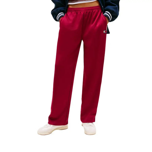 Tommy Hilfiger Champion-Jogginghose in Burgunderrot mit Kordelzug und Taschen