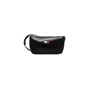 Tommy Hilfiger black glossy tommy jeans crossbody bag with rectangular logo patch and zippered pocket for women