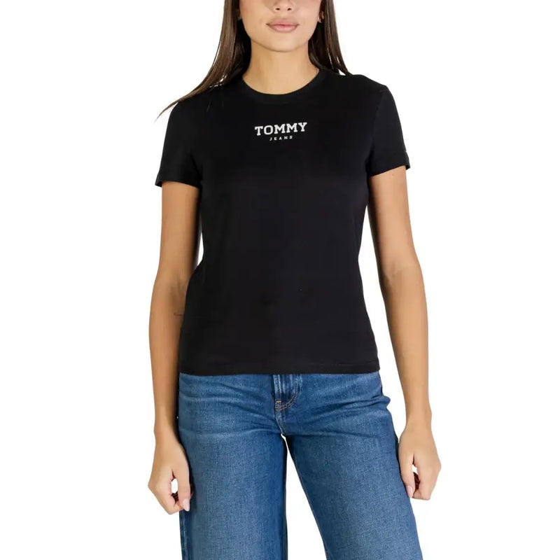 Tommy Hilfiger black organic cotton round neck t-shirt with white logo