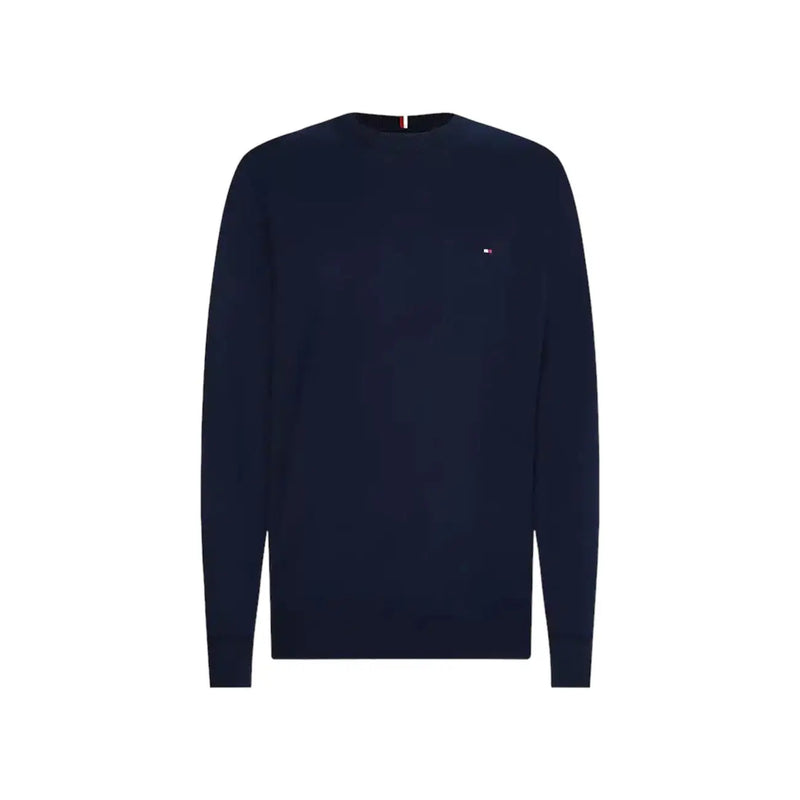 Tommy Hilfiger Kaschmirpullover für Herren in Marineblau mit gesticktem Logo auf der linken Brust, Vorderansicht