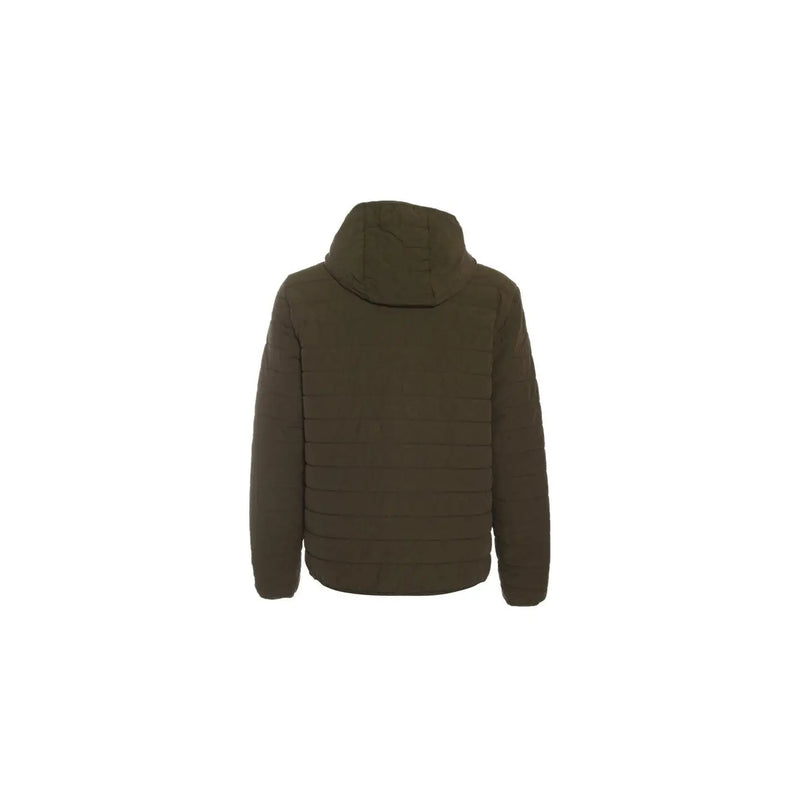 Tommy Hilfiger Denim men olive green quilted hooded jacket with sleek modern design for fall winter wear