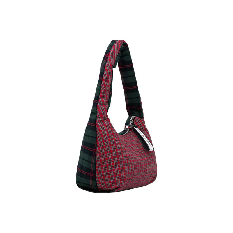 Tommy Hilfiger red and black plaid shoulder bag with padded quilted design and inside pocket for secure storage