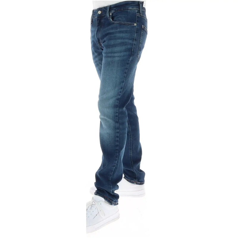 Tommy Hilfiger jeans for men in dark blue denim with slim fit and subtle fading, front view