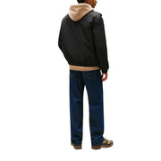 Tommy Hilfiger jeans men black polyester zip blazer with beige fleece-lined hood black bomber jacket style